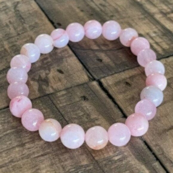8mm Pink Quartz Chakra Stretch Bracelet - Picture 7 of 9